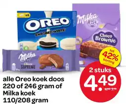 Spar Alle Oreo koek doos of Milka koek aanbieding