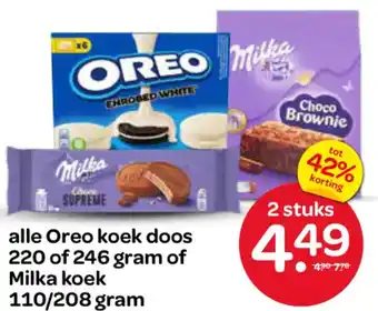 Spar Alle Oreo koek doos of Milka koek aanbieding