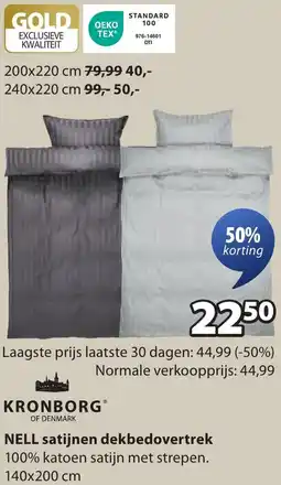 Jysk Nell satijnen dekbedovertrek aanbieding