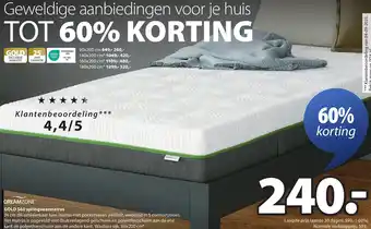 Jysk Dreamzone Gold S60 springveermatras aanbieding