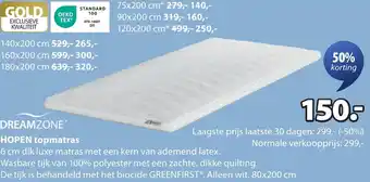 Jysk Dreamzone Hopen topmatras aanbieding