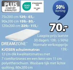 Jysk Dreamzone Kjosen schuimmatras aanbieding