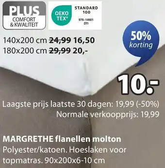 Jysk Margrethe flanellen molton aanbieding