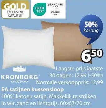 Jysk EA satijnen kussensloop aanbieding