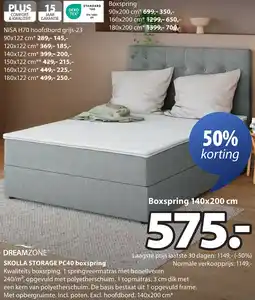 Jysk Dreamzone Skolla Storage PC40 boxspring aanbieding