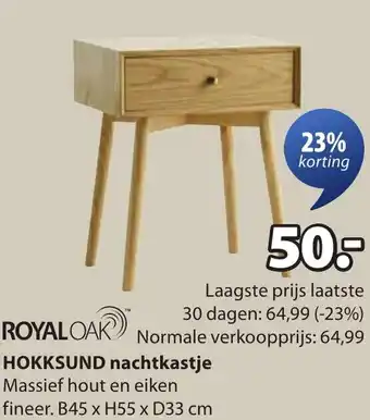 Jysk Royal Oak Hokksund nachtkastje aanbieding