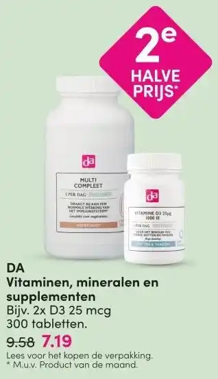 DA DA Vitaminen, mineralen en supplementen aanbieding