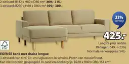 Jysk Egense bank met chaise longue aanbieding