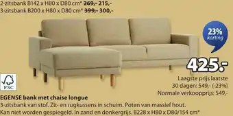 Jysk Egense bank met chaise longue aanbieding