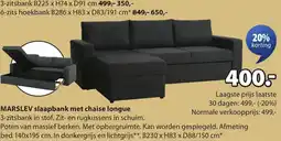 Jysk Marslev slaapbank met chaise longue aanbieding