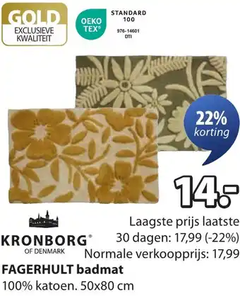 Jysk Kronborg Fagerhult badmat aanbieding