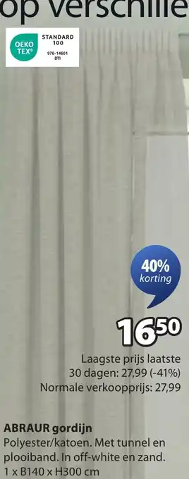 Jysk Abraur gordijn aanbieding