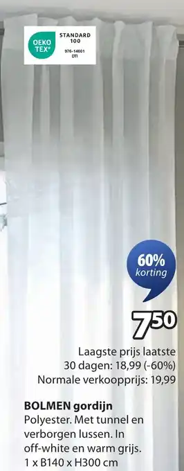 Jysk Bolmen gordijn aanbieding