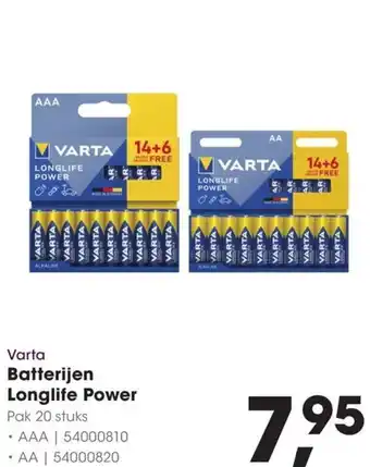 HANOS Varta Batterijen Longlife Power aanbieding