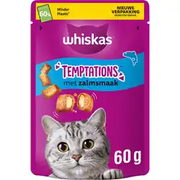 Jumbo Whiskas Temptations Kattensnacks met Zalm 60 g aanbieding