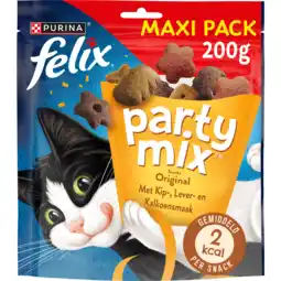 Jumbo FELIX Party Mix Original met Kip-, Lever- & Kalkoensmaak - Kattensnacks - 200g aanbieding