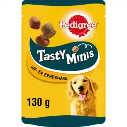 Jumbo Pedigree Tasty Mini's hondensnacks kip & eend 130 g aanbieding
