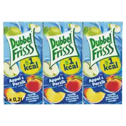 Jumbo DubbelFrisss 1Kcal Appel - Perzik 6-pack 0,2L aanbieding