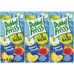 Jumbo DubbelFrisss 1Kcal Appel - Perzik 6-pack 0,2L aanbieding