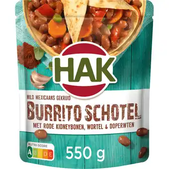 Jumbo HAK mild Mexicaans gekruid Burrito schotel met kidneybonen, wortel & doperwten 550g aanbieding