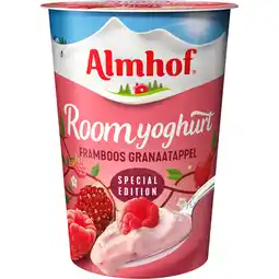 Jumbo Almhof roomyoghurt framboos granaatappel special edition 500 g aanbieding