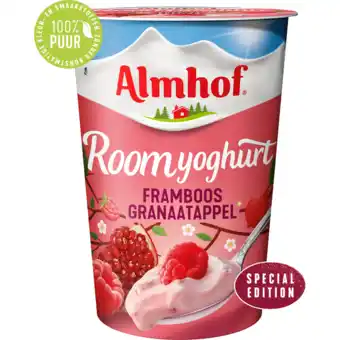Jumbo Almhof roomyoghurt framboos granaatappel special edition 500 g aanbieding