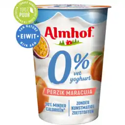Jumbo Almhof 0% Vet Yoghurt Perzik Maracuja 500 g aanbieding
