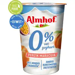 Jumbo Almhof 0% Vet Yoghurt Perzik Maracuja 500 g aanbieding