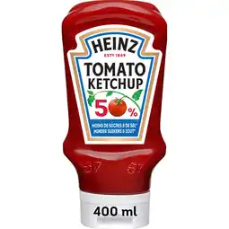 Jumbo Heinz Tomato Ketchup 50% Minder Suikers en Zout 400 ml aanbieding