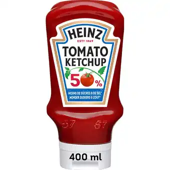 Jumbo Heinz Tomato Ketchup 50% Minder Suikers en Zout 400 ml aanbieding