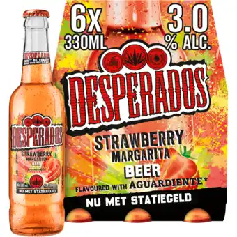 Jumbo Desperados Strawberry Margarita Bier Fles 6 x 330ml aanbieding