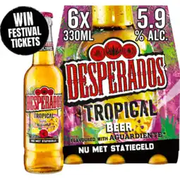 Jumbo Desperados Tropical Beer Flavoured with Aguardiente Passion Fruit & Lime Flessen 6 x 330 ml aanbieding