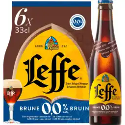 Jumbo Leffe - Bruin 0.0% Alcoholvrij Belgisch Abdijbier - Fles - 6 x 330ML aanbieding