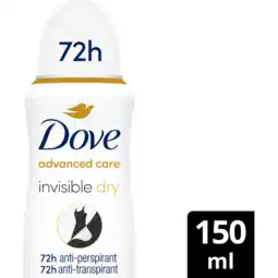 Jumbo Dove Advanced Care Anti-Transpirant Deodorant Spray Invisible Dry 150 ml aanbieding
