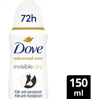 Jumbo Dove Advanced Care Anti-Transpirant Deodorant Spray Invisible Dry 150 ml aanbieding