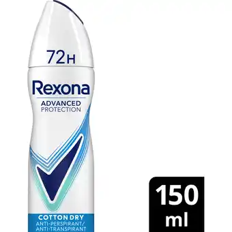 Jumbo Rexona Women Advanced Protection Anti-Transpirant Spray Cotton Dry 150 ml aanbieding