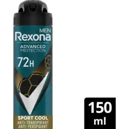 Jumbo Rexona Men Advanced Protection Anti-Transpirant Deodorant Spray Sport Cool 150 ml aanbieding
