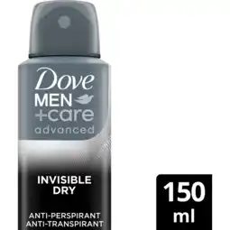 Jumbo Dove Men+Care Advanced Anti-Transpirant Deodorant Spray Invisible Dry 150 ml aanbieding