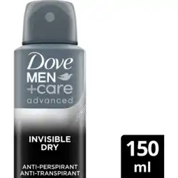 Jumbo Dove Men+Care Advanced Anti-Transpirant Deodorant Spray Invisible Dry 150 ml aanbieding