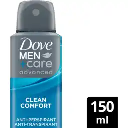 Jumbo Dove Men+Care Advanced Anti-Transpirant Deodorant Spray Clean Comfort 150 ml aanbieding