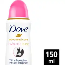 Jumbo Dove Advanced Care Anti-Transpirant Deodorant Spray Invisible Care 150 ML aanbieding