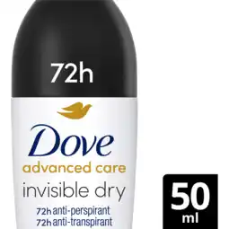 Jumbo Dove Advanced Care Deodorant Roller Invisible Dry 50 ML aanbieding