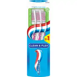 Jumbo Aquafresh Clean&Flex Medium dagelijkse Tandenborstel 2+1 gratis, in 100% plasticvrije verpakking aanbieding