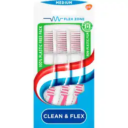 Jumbo Aquafresh Clean&Flex Medium dagelijkse Tandenborstel 2+1 gratis, in 100% plasticvrije verpakking aanbieding