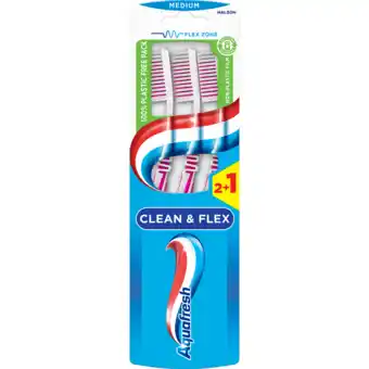 Jumbo Aquafresh Clean&Flex Medium dagelijkse Tandenborstel 2+1 gratis, in 100% plasticvrije verpakking aanbieding