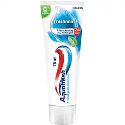 Jumbo Aquafresh Freshmint 3in1 tandpasta voor een frisse adem 75ml, recyclebare plastic tube en dop aanbieding