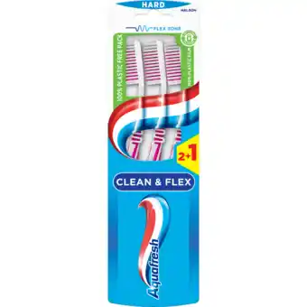 Jumbo Aquafresh Clean & Flex Hard dagelijkse Tandenborstel 2+1 gratis, in 100% plasticvrije verpakking aanbieding
