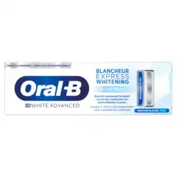Jumbo Oral-B 3DWhite Advanced Express Whitening Fresh Glow Tandpasta 75ml aanbieding