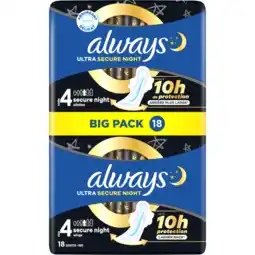 Jumbo Always Ultra Maandverbanden Secure Night (maat 4) aanbieding