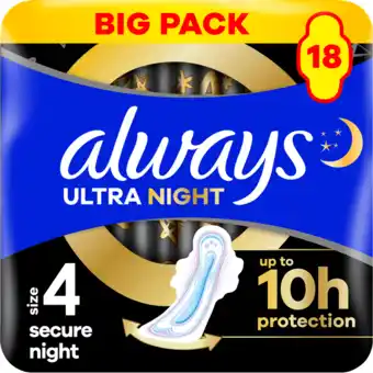 Jumbo Always Ultra Maandverbanden Secure Night (maat 4) aanbieding